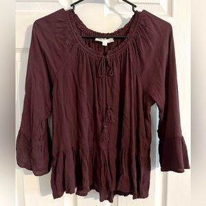 Burgundy Quarter Sleeve Blouse